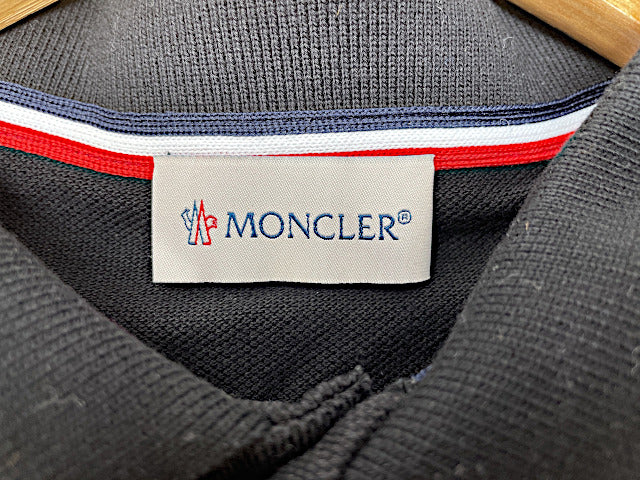 MONCLER モンクレール コットン 長袖 ポロシャツ Mサイズ 中古  ブラック 黒 メンズ ブランド カジュアル おしゃれ