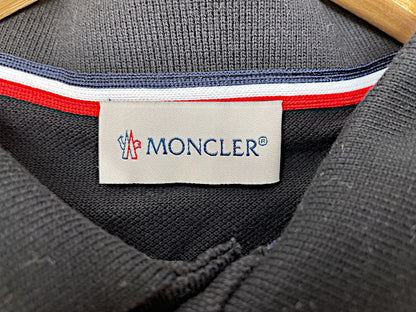 MONCLER モンクレール コットン 長袖 ポロシャツ Mサイズ 中古  ブラック 黒 メンズ ブランド カジュアル おしゃれ