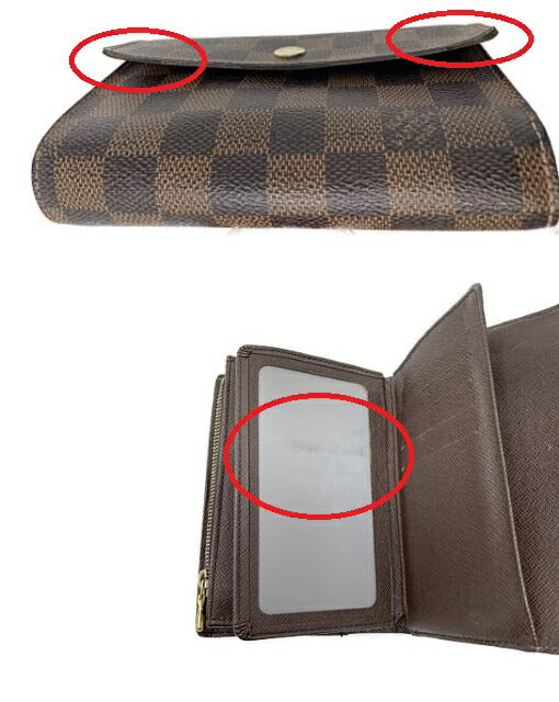 ルイヴィトン ダミエ ポルトフォイユ アレクサンドラ ３つ折り 財布 中古  LOUIS VUITTON ブランド コンパクト 小さめ ミニ おしゃれ