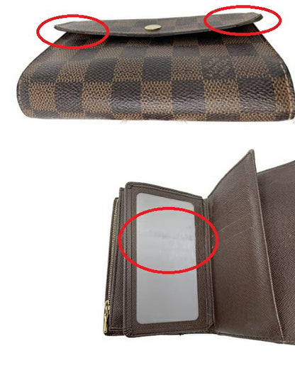 ルイヴィトン ダミエ ポルトフォイユ アレクサンドラ ３つ折り 財布 中古  LOUIS VUITTON ブランド コンパクト 小さめ ミニ おしゃれ