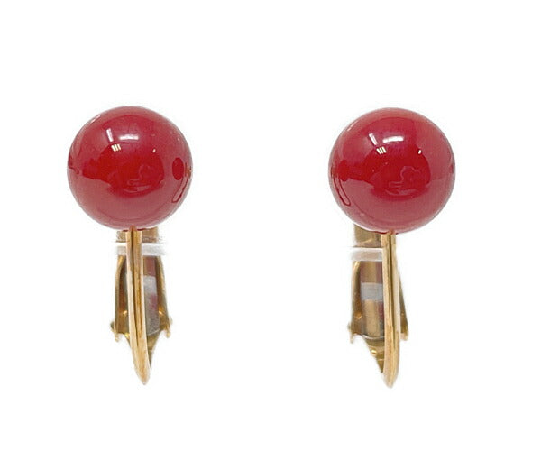 K18 K14 赤珊瑚 4-6mm ネックレス イヤリング セット 中古  サンゴ ゴールド 金 アクセサリー ジュエリー レディース
