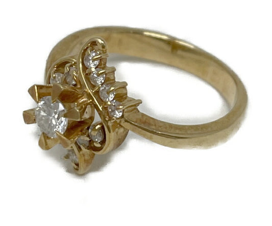 K18 YG ダイヤモンド 0.17ct 0.162ct リング 8号 中古  指輪 18金 イエローゴールド アクセサリー ジュエリー