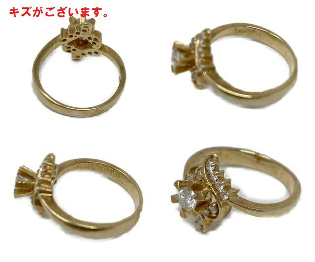 K18 YG ダイヤモンド 0.17ct 0.162ct リング 8号 中古  指輪 18金 イエローゴールド アクセサリー ジュエリー
