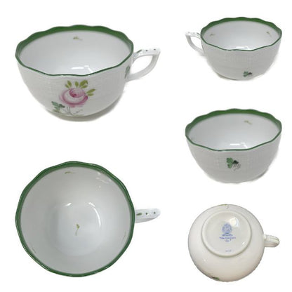 未使用品 HEREND ウィーンのバラ カップ&ソーサー 2客 中古  ヘレンド 洋食器 ブランド ティー 紅茶 花 フラワー おしゃれ