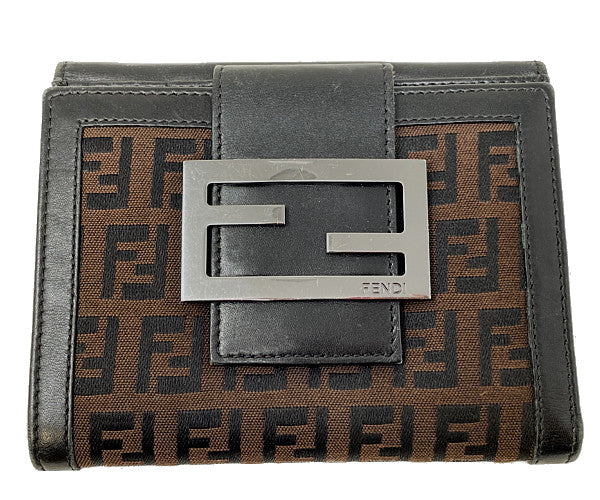 FENDI フェンディ ズッキーノ Wホック財布 中古  2414ｰ8M0035ｰ038 ウォレット ブランド ブラウン レディース