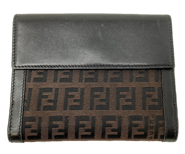 FENDI フェンディ ズッキーノ Wホック財布 中古  2414ｰ8M0035ｰ038 ウォレット ブランド ブラウン レディース