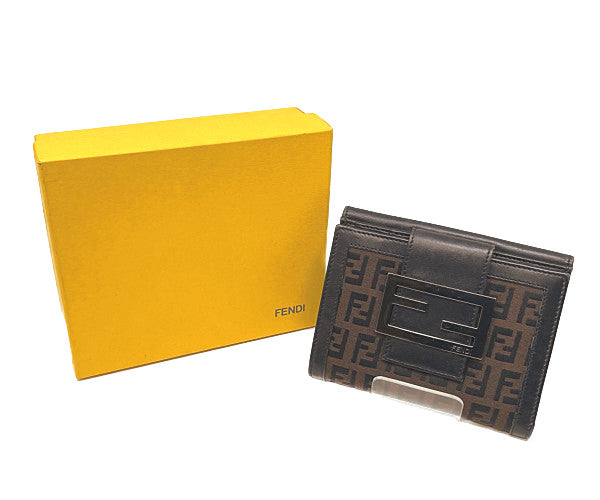 FENDI フェンディ ズッキーノ Wホック財布 中古  2414ｰ8M0035ｰ038 ウォレット ブランド ブラウン レディース