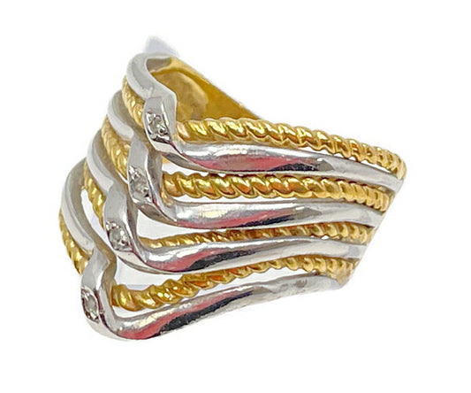 Pt900 K18 メレダイヤ 0.02ct リング 12号 中古  アクセサリー ジュエリー 指輪 18金 プラチナ ゴールド 白金