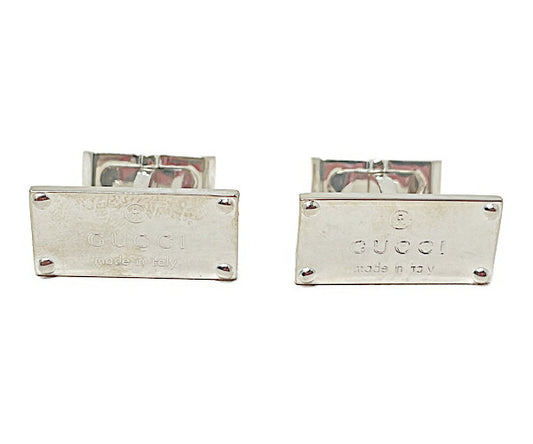 GUCCI グッチ シルバー925 ロゴ カフス 中古  ☆1561FI アクセサリー スクエア メンズ ブランド スーツ