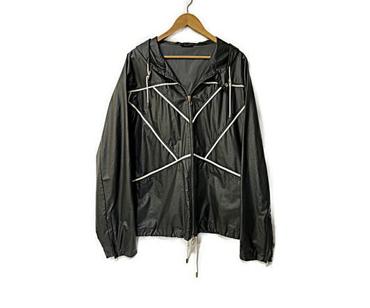 GUCCI ナイロン ジップアップ ジャケット L 中古  グッチ アウター ブランド トップス 服 メンズ フード ブラック