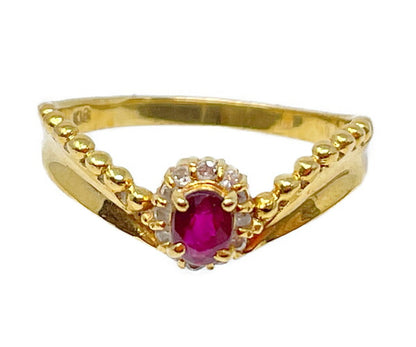 K18 ダイヤ 0.06ct 赤石 0.20ct リング 12号 中古  アクセサリー ジュエリー レディース 指輪 ダイヤモンド