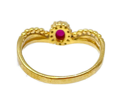 K18 ダイヤ 0.06ct 赤石 0.20ct リング 12号 中古  アクセサリー ジュエリー レディース 指輪 ダイヤモンド