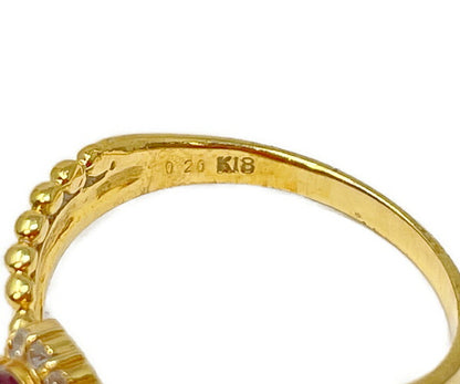 K18 ダイヤ 0.06ct 赤石 0.20ct リング 12号 中古  アクセサリー ジュエリー レディース 指輪 ダイヤモンド