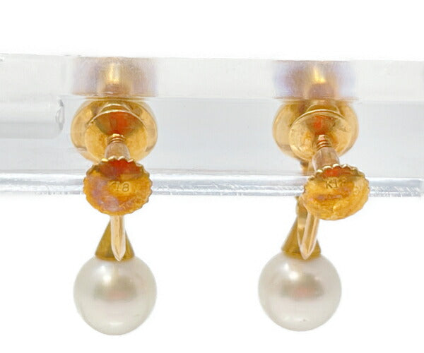 K18 メレダイヤ パール 7.1mm イヤリング 中古  アクセサリー ジュエリー レディース 真珠 ダイヤモンド 18金