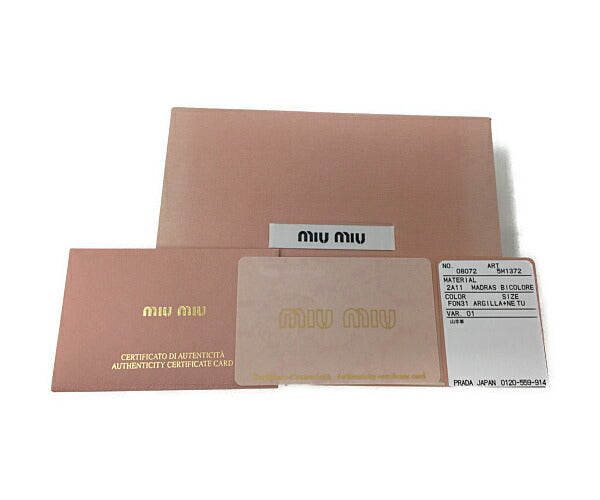 miu miu マドラスビコローレ　レザーカードケース 中古  バイカラー 山羊革 ゴートスキン ブラック グレー