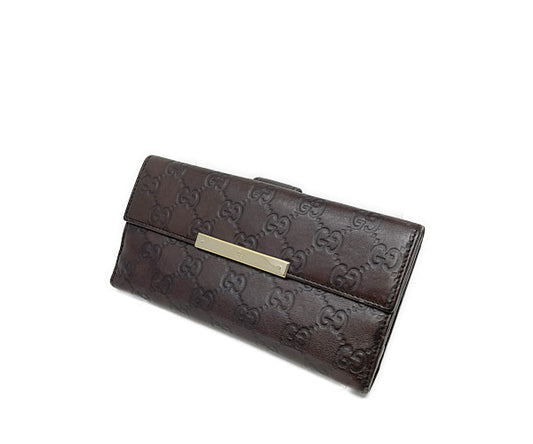 GUCCI GGシマ  Wホック長財布 中古   Ｗホック長財布 ブランド おしゃれ コイン入れ カード入れ