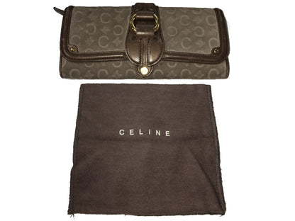 CELINE マカダム　二つ折り長財布 中古  セリーヌ レザー スエード ブランド