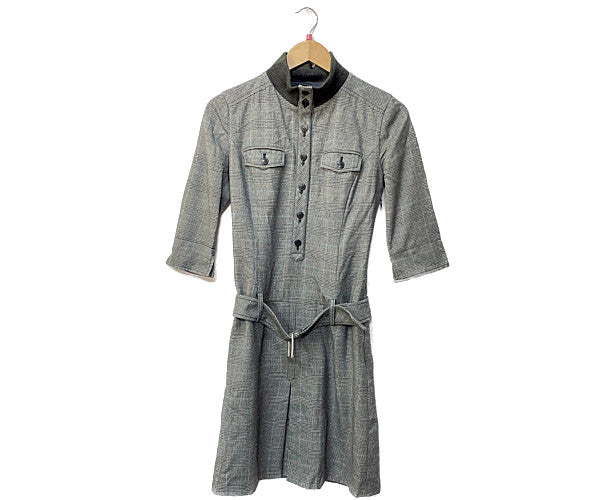 BURBERRY BLUE LABEL バーバリーブルーレーベル ウール混 ハイネック ワンピース 38 中古  グレンチェック グレー Mサイズ レディース ブランド