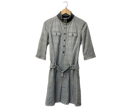 BURBERRY BLUE LABEL バーバリーブルーレーベル ウール混 ハイネック ワンピース 38 中古  グレンチェック グレー Mサイズ レディース ブランド