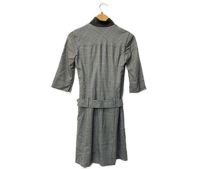 BURBERRY BLUE LABEL バーバリーブルーレーベル ウール混 ハイネック ワンピース 38 中古  グレンチェック グレー Mサイズ レディース ブランド