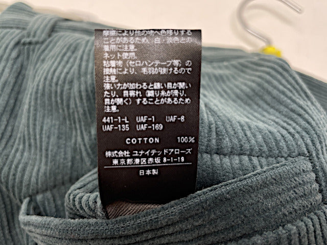 6 ROKU BEAUTY&YOUTH ロク ビューティー＆ユース コットン コーデュロイパンツ 34 中古  綿 グリーン 緑 レディース ブランド Sサイズ おしゃれ
