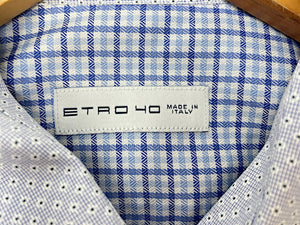 ETRO エトロ コットン シャツ 中古  長袖 ギンガムチェック ブルー メンズ ブランド カジュアル
