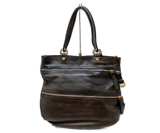 DOLCE & GABBANA ドルチェ&ガッバーナ レザー トートバッグ 中古  ブラウン 茶 鞄 レディース ブランド
