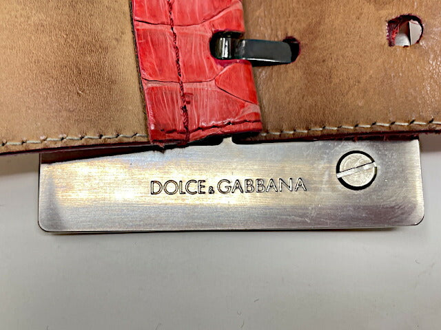 DOLCE & GABBANA ドルチェ&ガッバーナ パイソンレザー ベルト 約81-95cm 中古  蛇革 レッド 赤 メンズ ブランド おしゃれ
