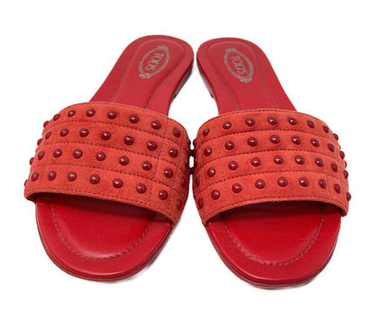 TOD'S トッズ レザー フラット サンダル 中古  レッド 赤 レディース ブランド 靴 おしゃれ