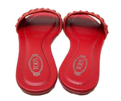 TOD'S トッズ レザー フラット サンダル 中古  レッド 赤 レディース ブランド 靴 おしゃれ