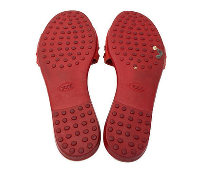 TOD'S トッズ レザー フラット サンダル 中古  レッド 赤 レディース ブランド 靴 おしゃれ