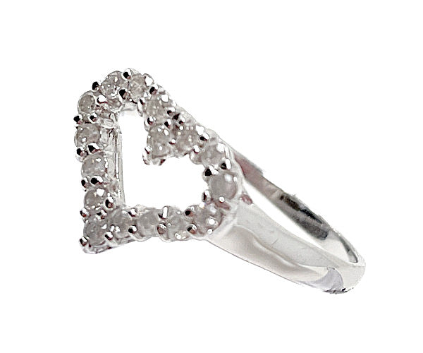 K18WG ダイヤ 0.3ct ハート リング 9号 中古  アクセサリー ジュエリー 指輪 ダイヤモンド ホワイトゴールド