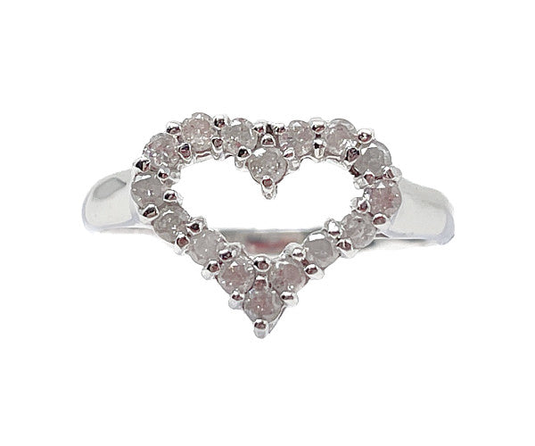K18WG ダイヤ 0.3ct ハート リング 9号 中古  アクセサリー ジュエリー 指輪 ダイヤモンド ホワイトゴールド