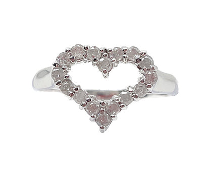 K18WG ダイヤ 0.3ct ハート リング 9号 中古  アクセサリー ジュエリー 指輪 ダイヤモンド ホワイトゴールド