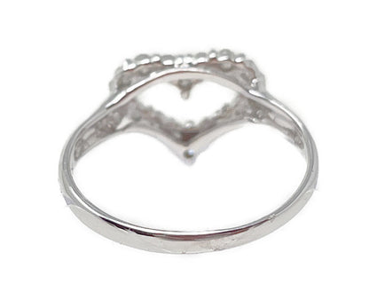 K18WG ダイヤ 0.3ct ハート リング 9号 中古  アクセサリー ジュエリー 指輪 ダイヤモンド ホワイトゴールド