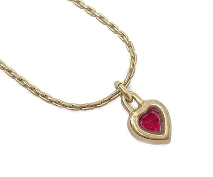 Christian Dior クリスチャンディオール レッドストーン ハート ネックレス 中古  アクセサリー ジュエリー ヴィンテージ ビンテージ レディース