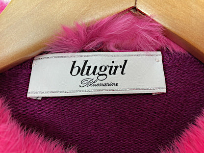 Blugirl ブルーガール ラビットファー カーディガン 38 中古  Sサイズ パープル ピンク レディース 冬物 ウール ブランド