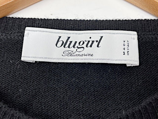 Blugirl ブルーガール ビジュー カシミヤ混 カーディガン 38 中古  Sサイズ ブラック 黒 装飾 レディース ブランド おしゃれ