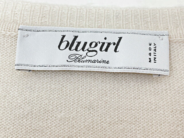 Blugirl ブルーガール ビジュー カシミヤ混 カーディガン 38 中古  ホワイト 白 ウール レディース ブランド おしゃれ