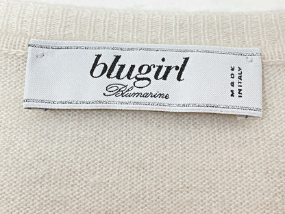 Blugirl ブルーガール ビジュー カシミヤ混 カーディガン 38 中古  ホワイト 白 ウール レディース ブランド おしゃれ