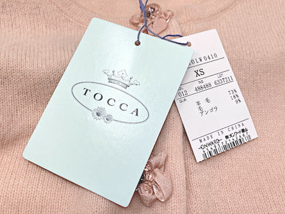 TOCCA トッカ ウール混 カーディガン XSサイズ 中古  フラワー 花 ピンク レディース ブランド おしゃれ