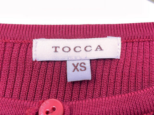 TOCCA トッカ シルク カーディガン XSサイズ 中古  フリル リボン レッド 赤 レディース ブランド おしゃれ