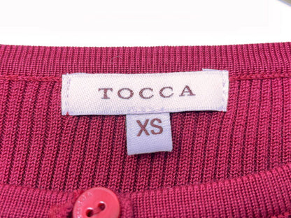 TOCCA トッカ シルク カーディガン XSサイズ 中古  フリル リボン レッド 赤 レディース ブランド おしゃれ