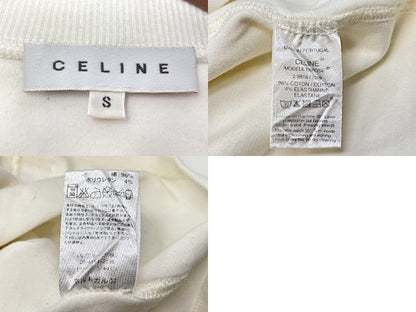 CELINE セリーヌ マカダム 刺繍 シャツ Sサイズ 中古  半袖 ホワイト 白 レディース ブランド おしゃれ