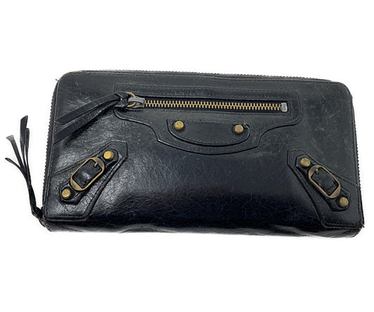 BALENCIAGA バレンシアガ クラシックコンチネンタル レザー ラウンドファスナー 長財布 中古  235036･1000･531053 ブラック 黒 メンズ ブランド ウォレット