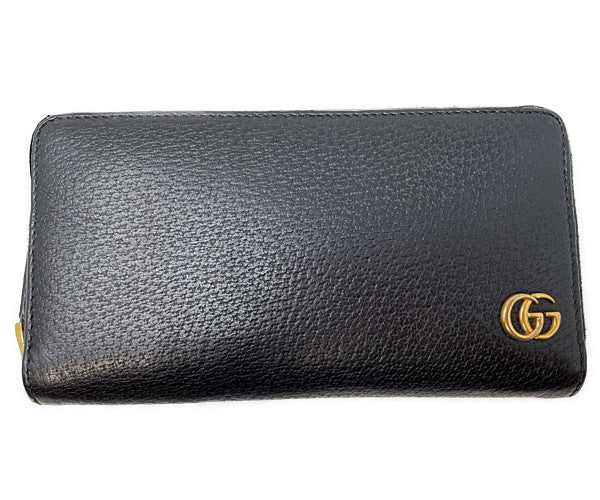 GUCCI グッチ マーモント レザー ラウンドファスナー 長財布 中古  428736 534563 ブラック 黒 ウォレット ブランド おしゃれ