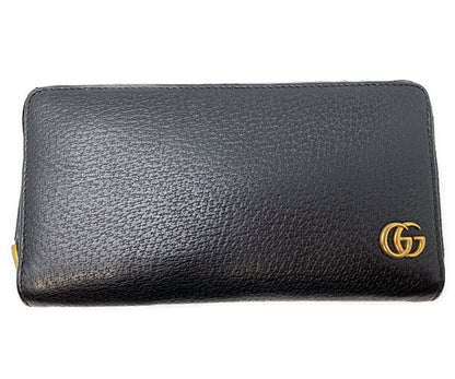 GUCCI グッチ マーモント レザー ラウンドファスナー 長財布 中古  428736 534563 ブラック 黒 ウォレット ブランド おしゃれ