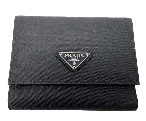 PRADA プラダ テスート 三つ折り財布 中古  ナイロン ブラック 黒 ウォレット ブランド ユニセックス メンズ