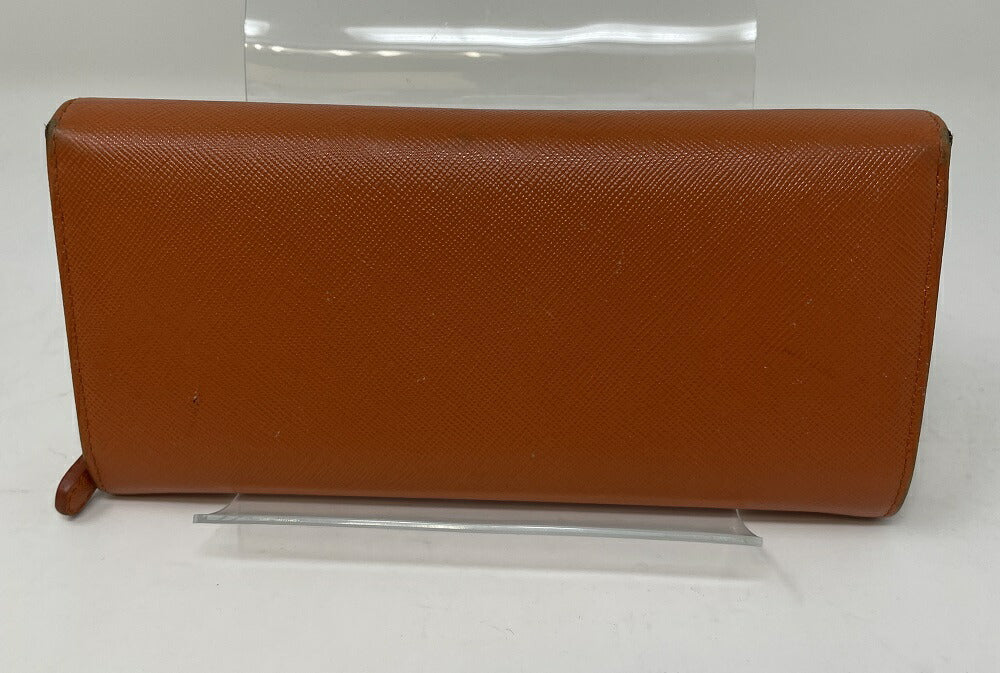 PRADA サフィアーノ 二つ折り 長財布 パスケース付 中古  プラダ 定期入れ 小銭入れ 収納 ブランド ホック レディース