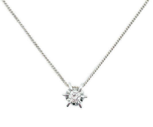 Pt850 1P ダイヤ 0.20ct ネックレス 中古  アクセサリー ジュエリー ダイヤモンド プラチナ レディース